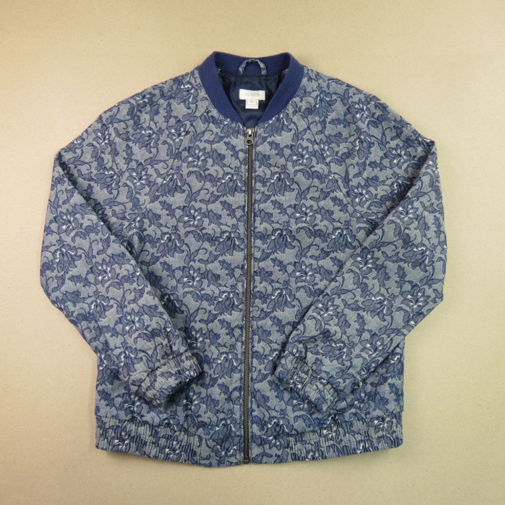 J. Crew XS Blue Floral Toile Jacket Full Zip